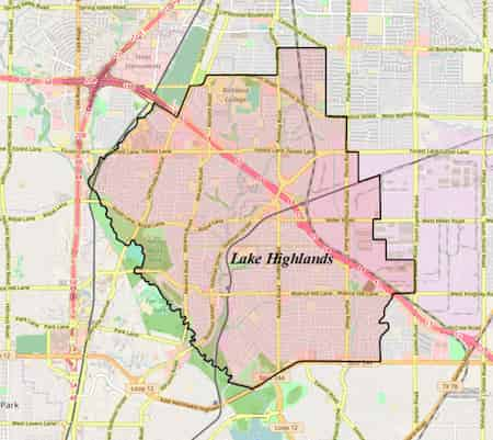 Lake Highlands neighborhood outline map